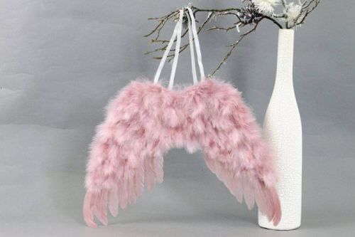 Andělská křídla z peří , barva růžová,  baleno 1 ks v polybag. Cena za 1 ks. AK6111-PINK Art