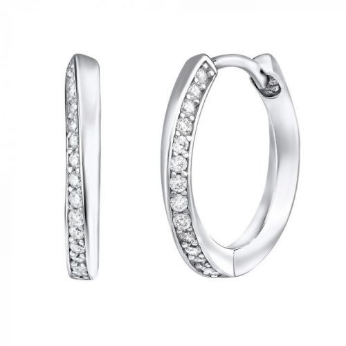 Stříbrné kruhové náušnice ELEANOR se zirkony - QRE148