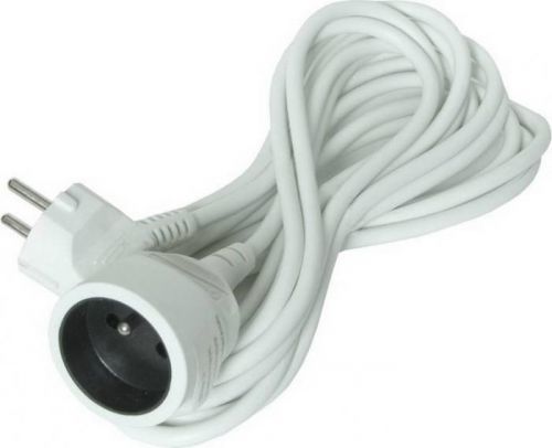 Solight prodlužovací kabel - spojka, 1 zásuvka, bílá, 7m
