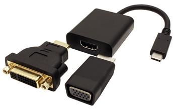 Adaptér USB 3.1 USB C(M) - HDMI (M) + redukce na DVI a VGA