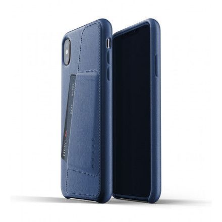 Mujjo kožené peněženkové pouzdro (celotělové) pro iPhone XS Max modré