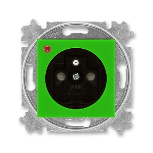 ABB Zásuvka jednonásobná, přepěťová ochrana LEVIT zelená/kouřová černá 5599H-A02357 67