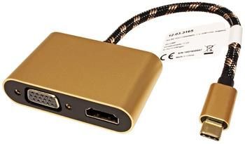 Roline GOLD multiport adaptér USB C(M) -> HDMI A(F), VGA(F), 4K2K@60Hz