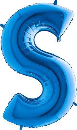 Balónek fóliový písmeno modré S 102 cm