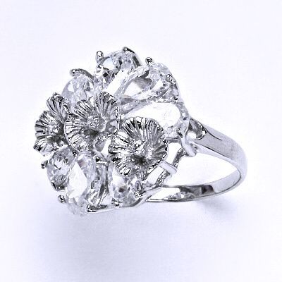 Stříbrný prsten s čirými zirkony, prsten ze stříbra, 7,10 g 14075