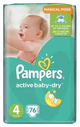 Pampers Active Baby-dry vel. 4Maxi, 76ks
