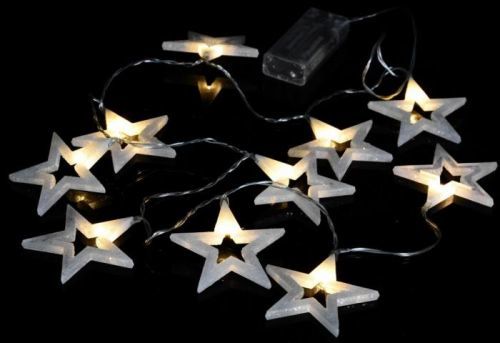 Vánoční dekorativní osvětlení - třpytivé hvězdy - 20 LED teple bílé