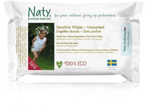 Naty Nature Babycare ECO vlhčené ubrousky bez vůně 20ks - pro citlivou pokožku - cestovní balení