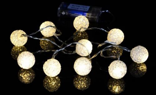 Vánoční dekorativní řetěz - světelné koule - 10 LED teple bílá