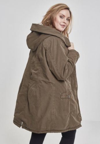 Ladies Garment Washed Long Parka - olive 3XL