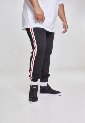 3-Tone Side Stripe Terry Pants - blk/wht/firered 3XL