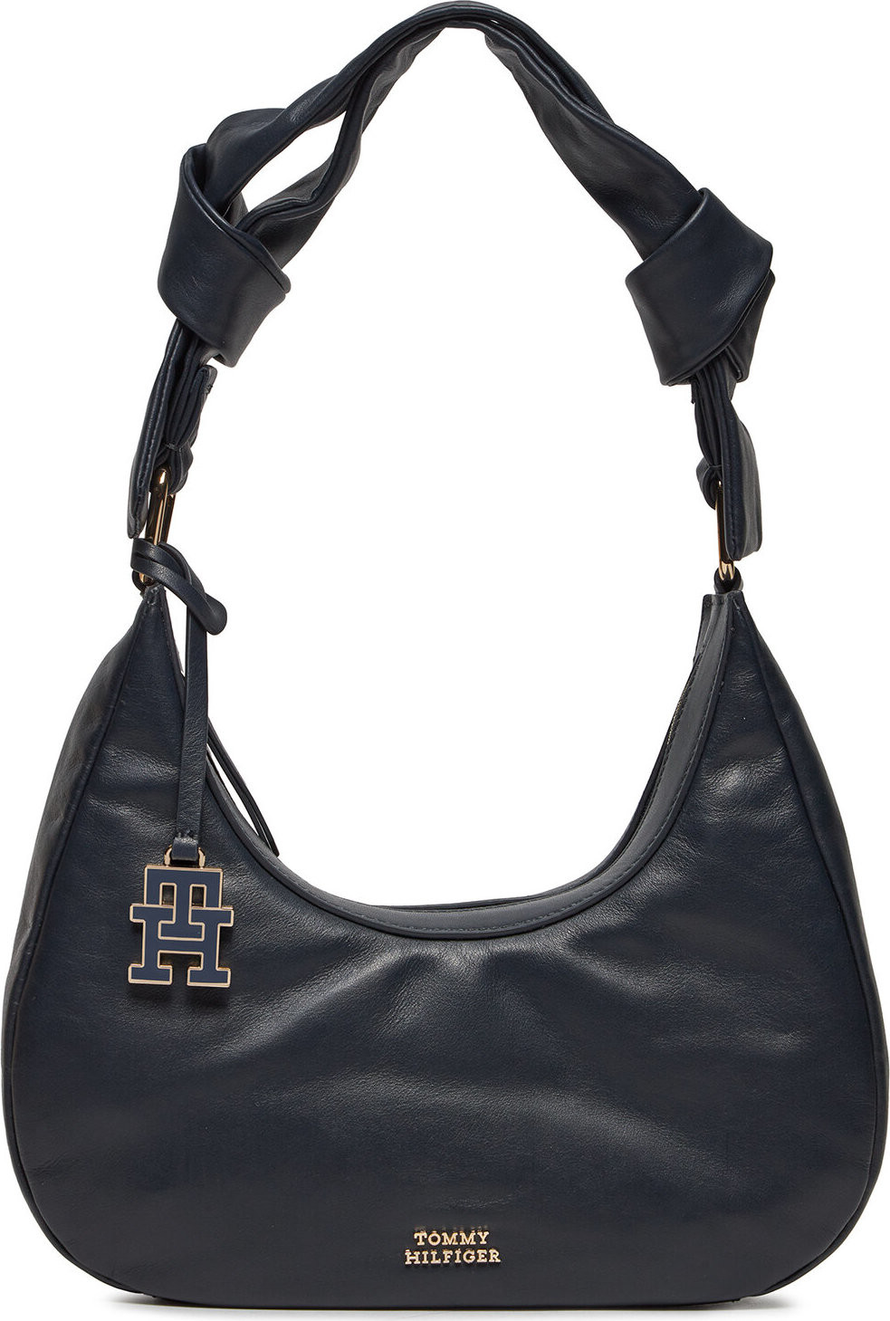 Kabelka Tommy Hilfiger Pushlock Leather Hobo AW0AW16073 Space Blue DW6