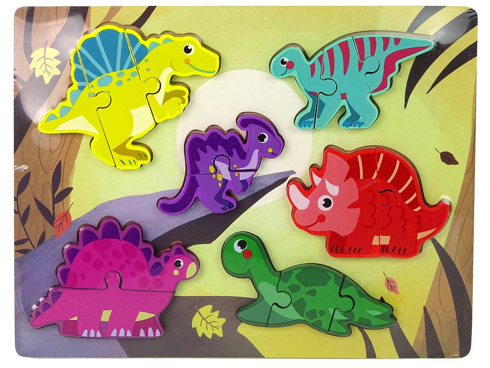 mamido Dřevěné puzzle barevní Dinosauři