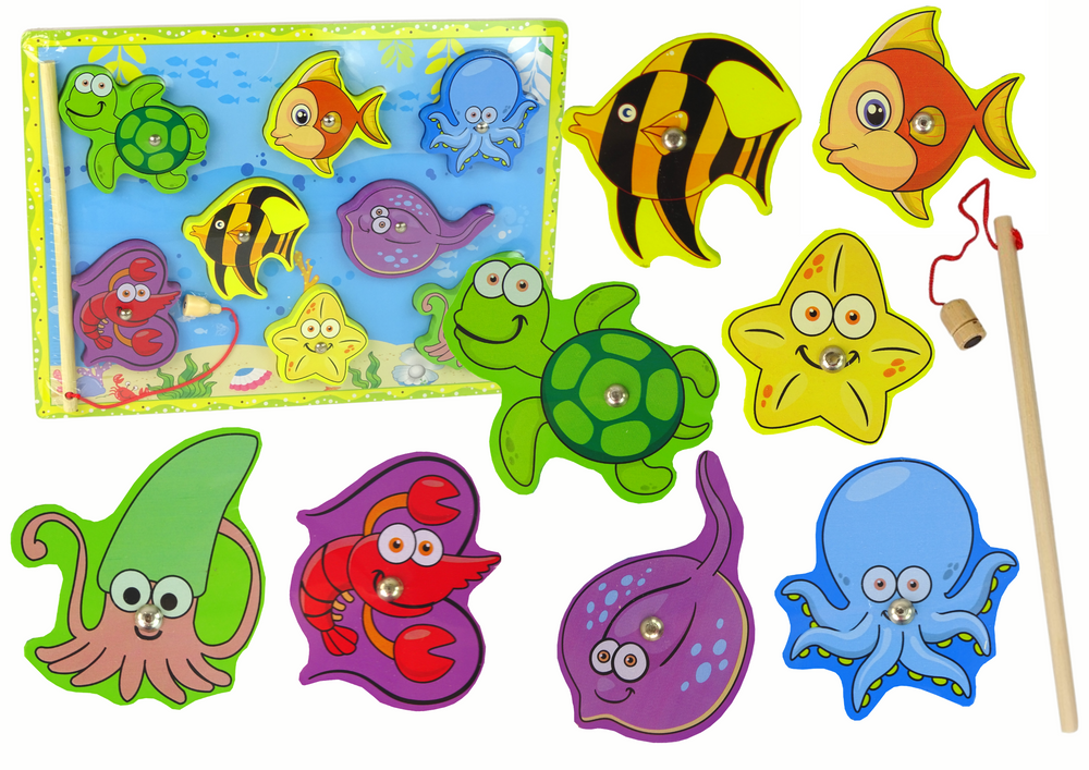 mamido Dřevěná sada Lov mořských zvířátek