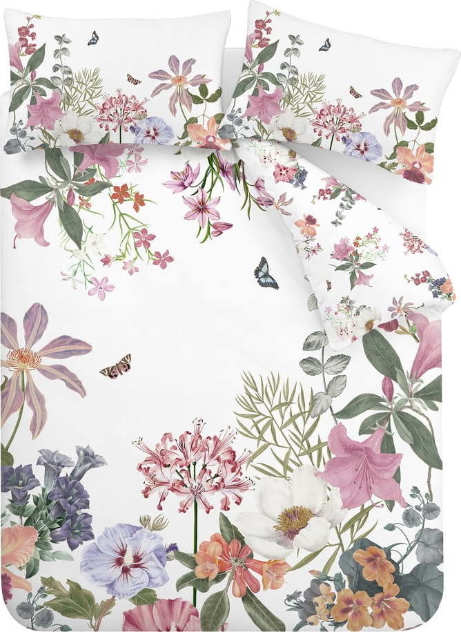 Růžovo-bílé bavlněné povlečení na dvoulůžko 200x200 cm Exotic Garden – RHS