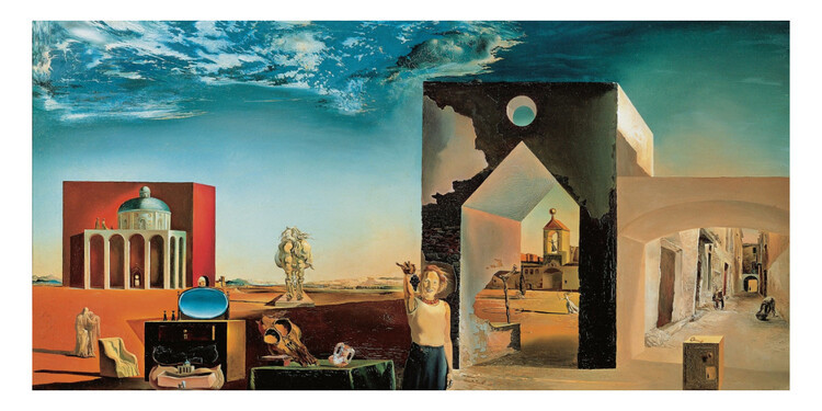 MIGNECO&SMITH Umělecký tisk Předměstí paranoidního kritického města, Salvador Dalí, (100 x 50 cm)