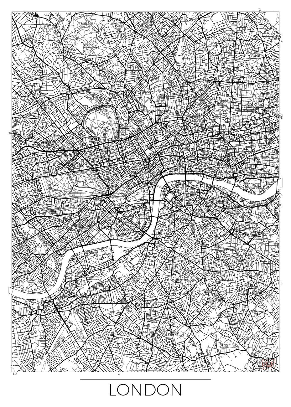 Hubert Roguski Mapa London, Hubert Roguski, (30 x 40 cm)