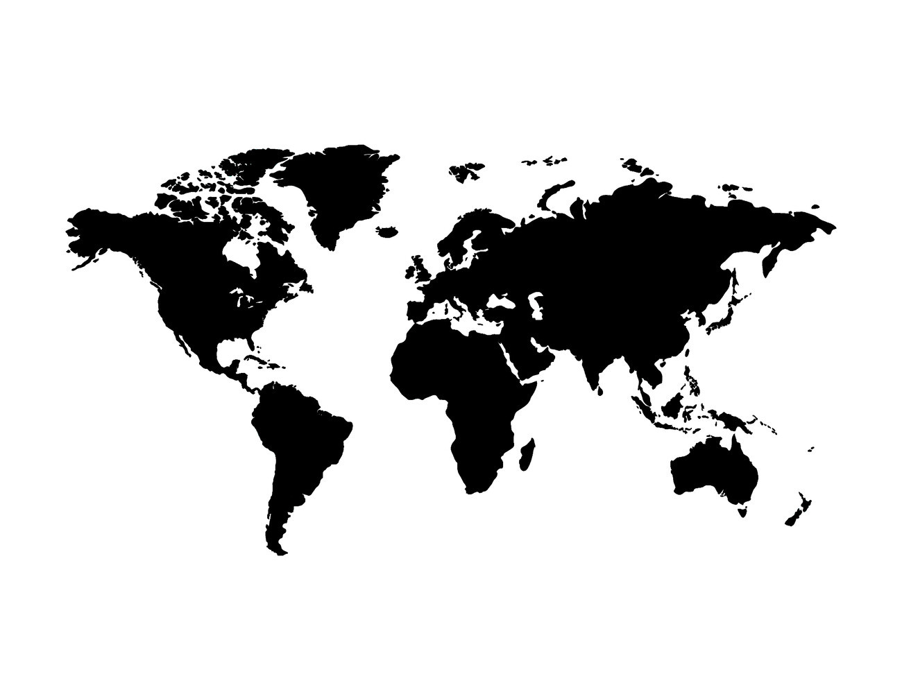 Finlay & Noa Ilustrace Worldmap black white background, Finlay & Noa, (40 x 30 cm)
