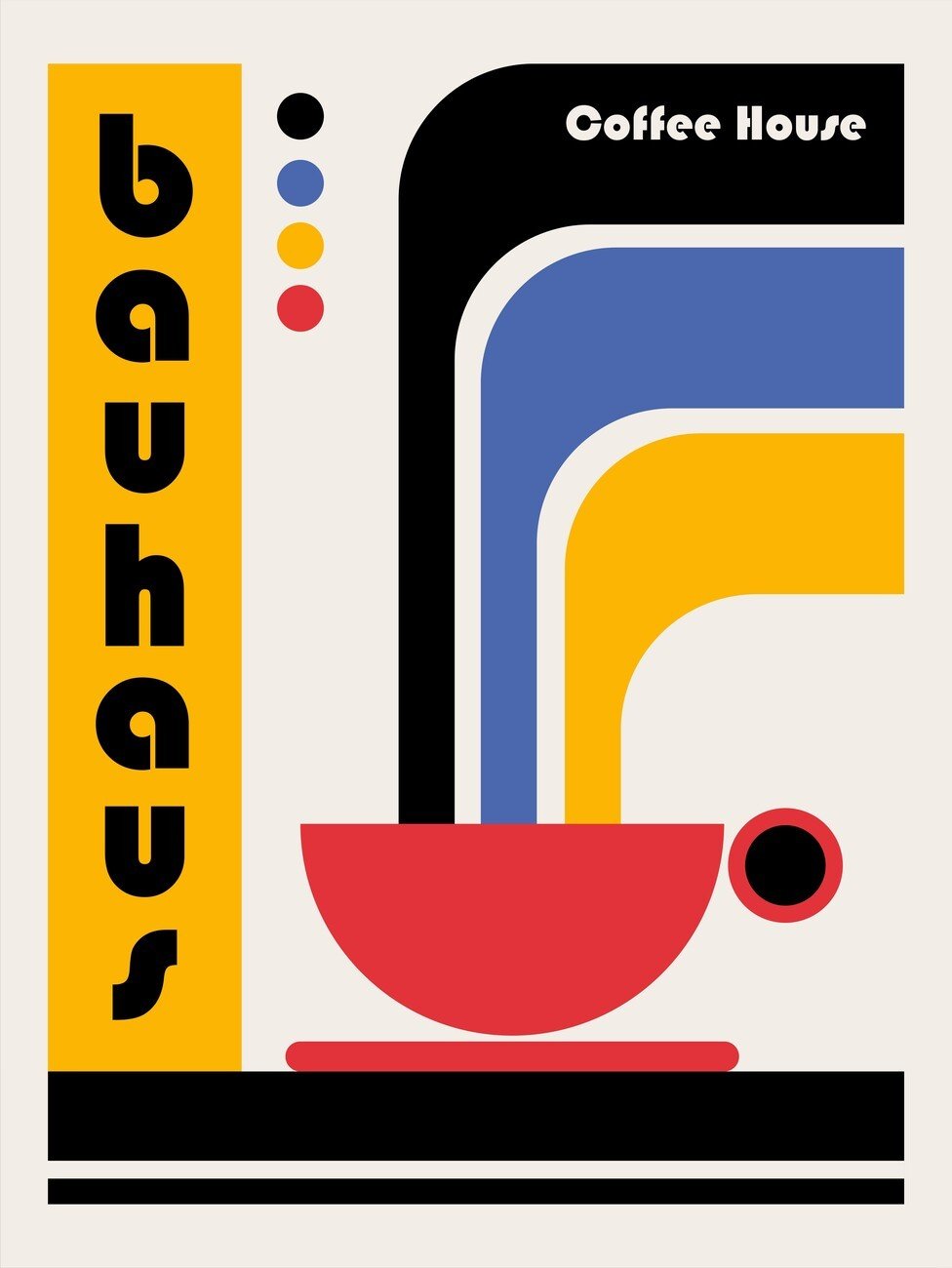 Retrodrome Ilustrace Bauhaus Coffee House, Retrodrome, (30 x 40 cm)