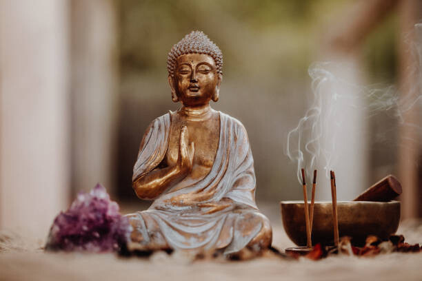 DianaHirsch Umělecká fotografie Close up of a Buddha figurine, DianaHirsch, (40 x 26.7 cm)