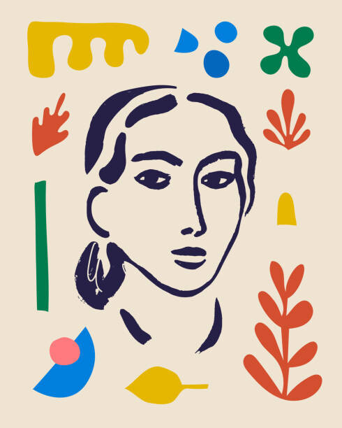 MaryliaDesign Ilustrace Vector woman art poster. Matisse inspired, MaryliaDesign, (30 x 40 cm)