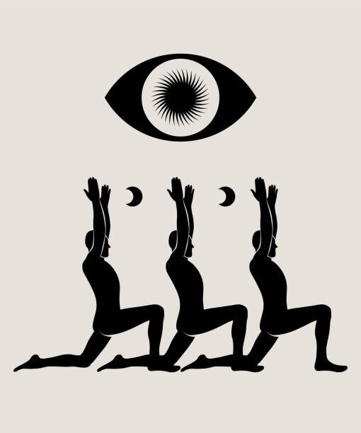 Alina Beketova Ilustrace Man doing yoga abstract poster. Monochrome, Alina Beketova, (35 x 40 cm)