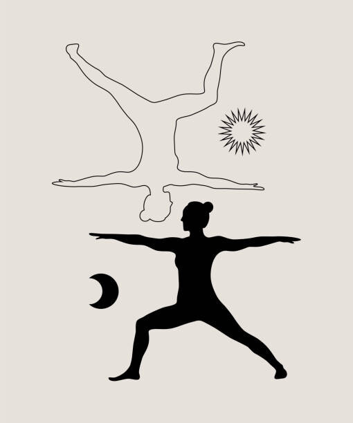 Alina Beketova Ilustrace Woman doing yoga abstract poster. Monochrome, Alina Beketova, (35 x 40 cm)