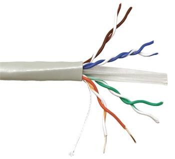 Kabel UTP kulatý, kat. 6, AWG24, Eca, 305m, drát