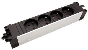 BACHMANN Systém STEP ALU, 4x zásuvka CZ, GST18(M) - 4x CEE 7/5(F) - GST18(F)