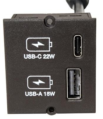 BACHMANN Modul 37x40 zdroj USB A + USB C, QC + PD, černý