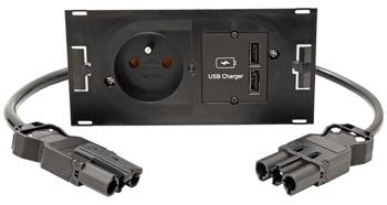 BACHMANN Systém DUE, 1x zásuvka CZ, 1x zdroj (2x USB A), černý