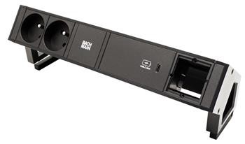 BACHMANN Systém DESK 2, 2x zásuvka CZ, 1x zdroj 60W (USB C) + 1x volné, černý