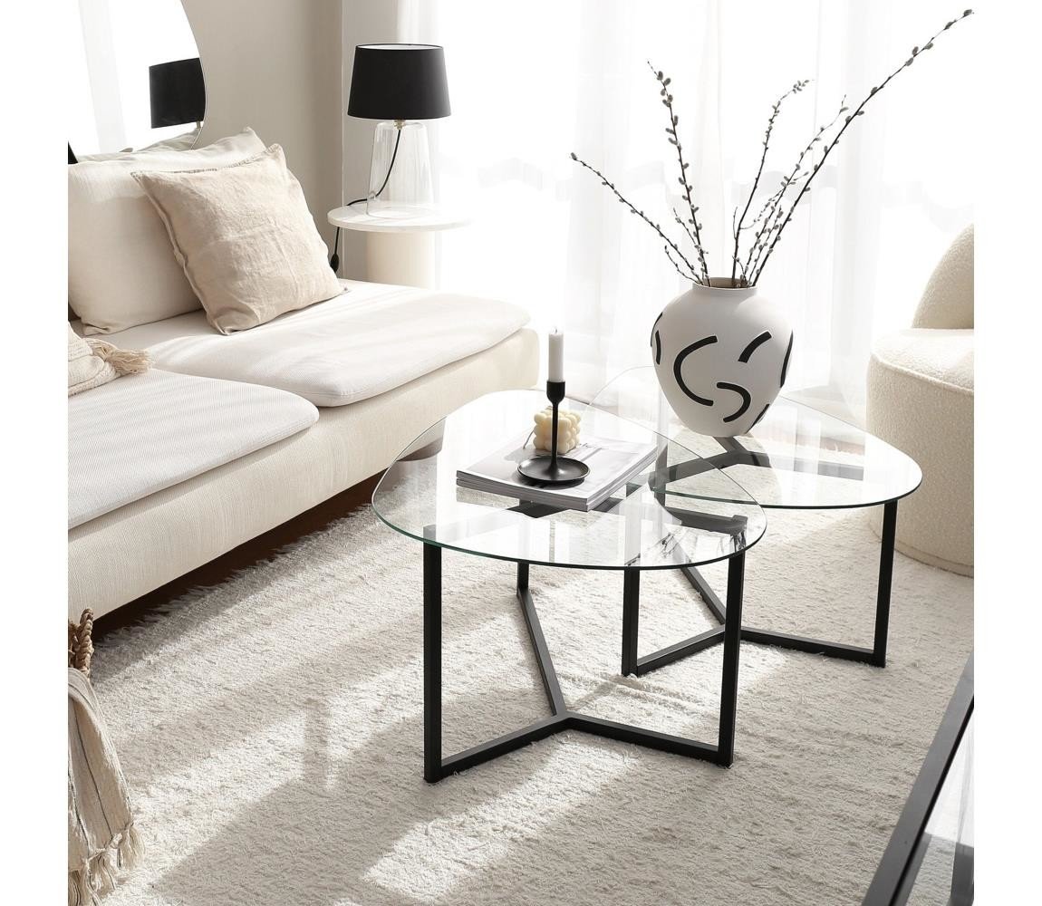 SADA 2x Konferenční stolek BELLISIMO černá/čirá