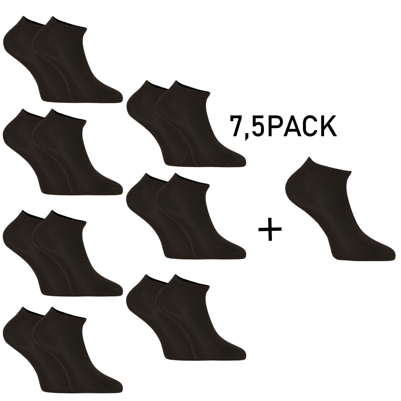 7,5PACK ponožky Nedeto nízké bambusové černé (75NPN001) M