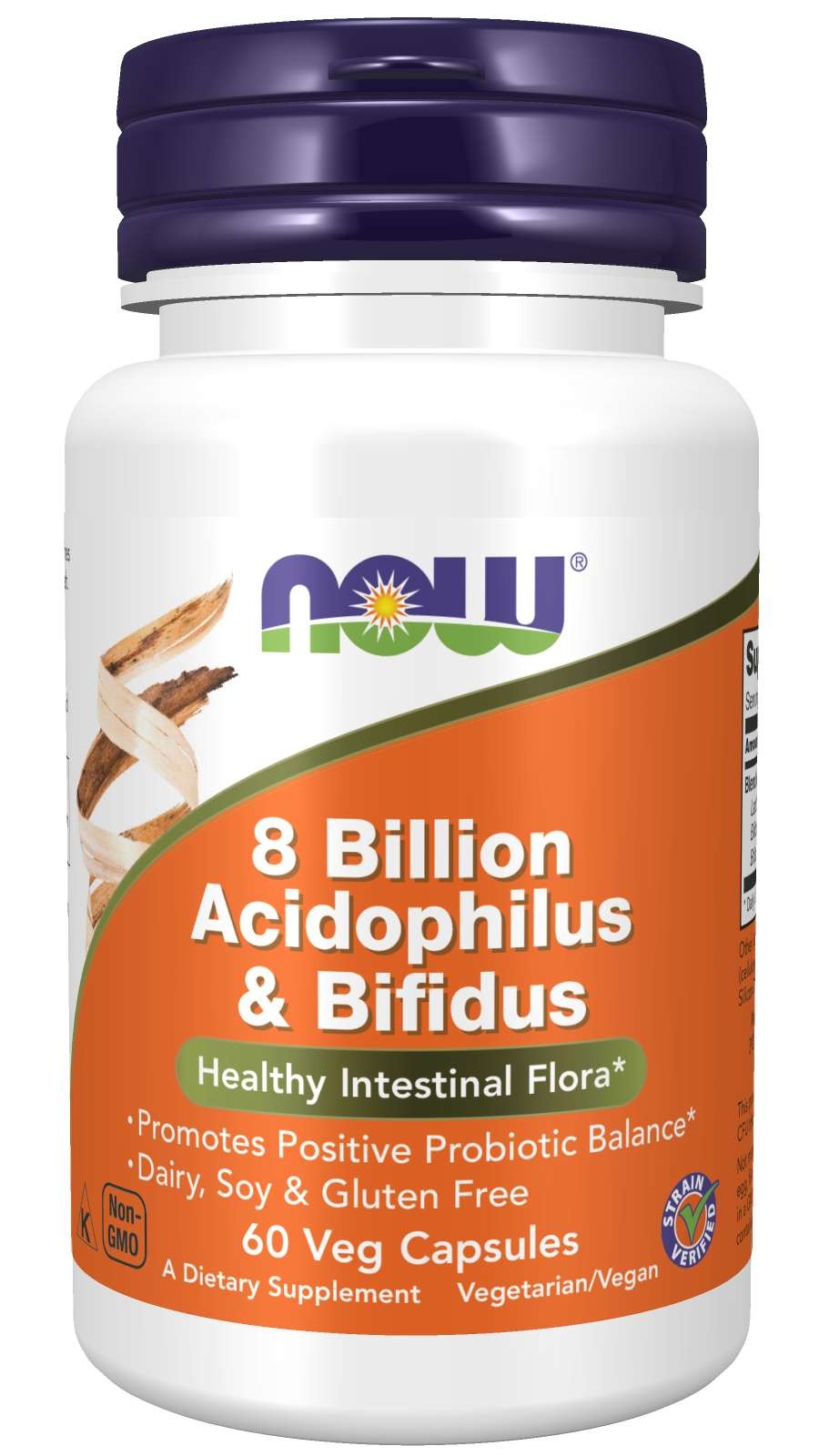 Now® Foods NOW 8 Billion Acidophilus & Bifidus, Probiotika 8 mld., 3 kmeny pro zdraví střev a imunitu, 60 rostlinných kapslí