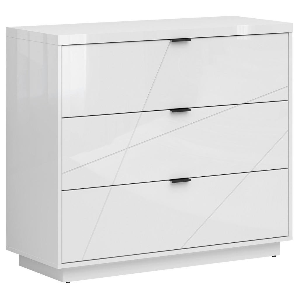 KOMODA, bílá, vysoce lesklá bílá, 106/93/42,5 cm