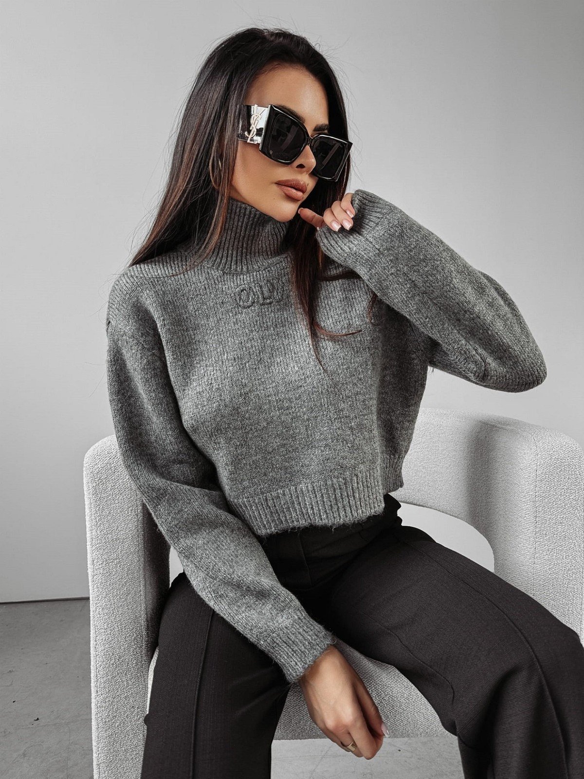 Grey turtleneck LEILA 2023 OLAVOGA