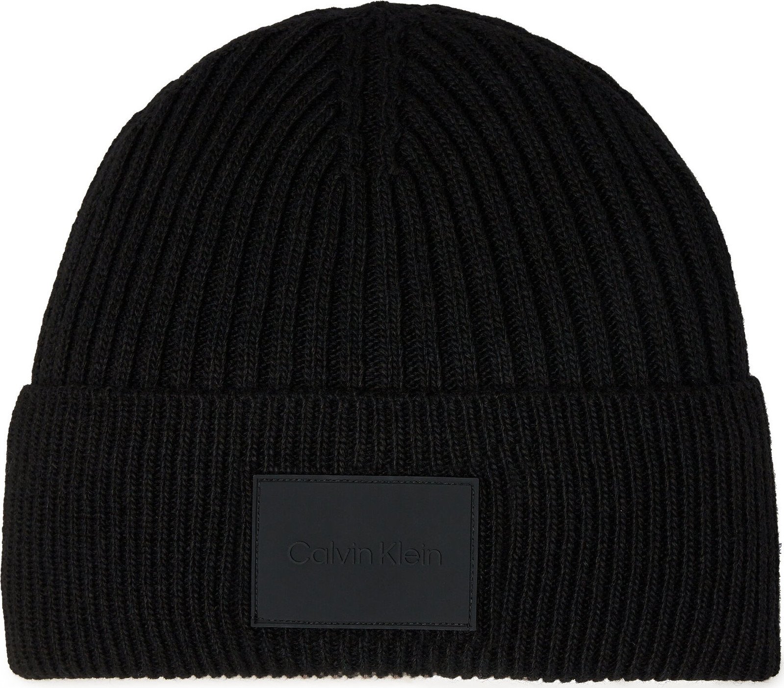 Čepice Calvin Klein Tonal Rubber Patch Beanie K50K511291 Ck Black BEH