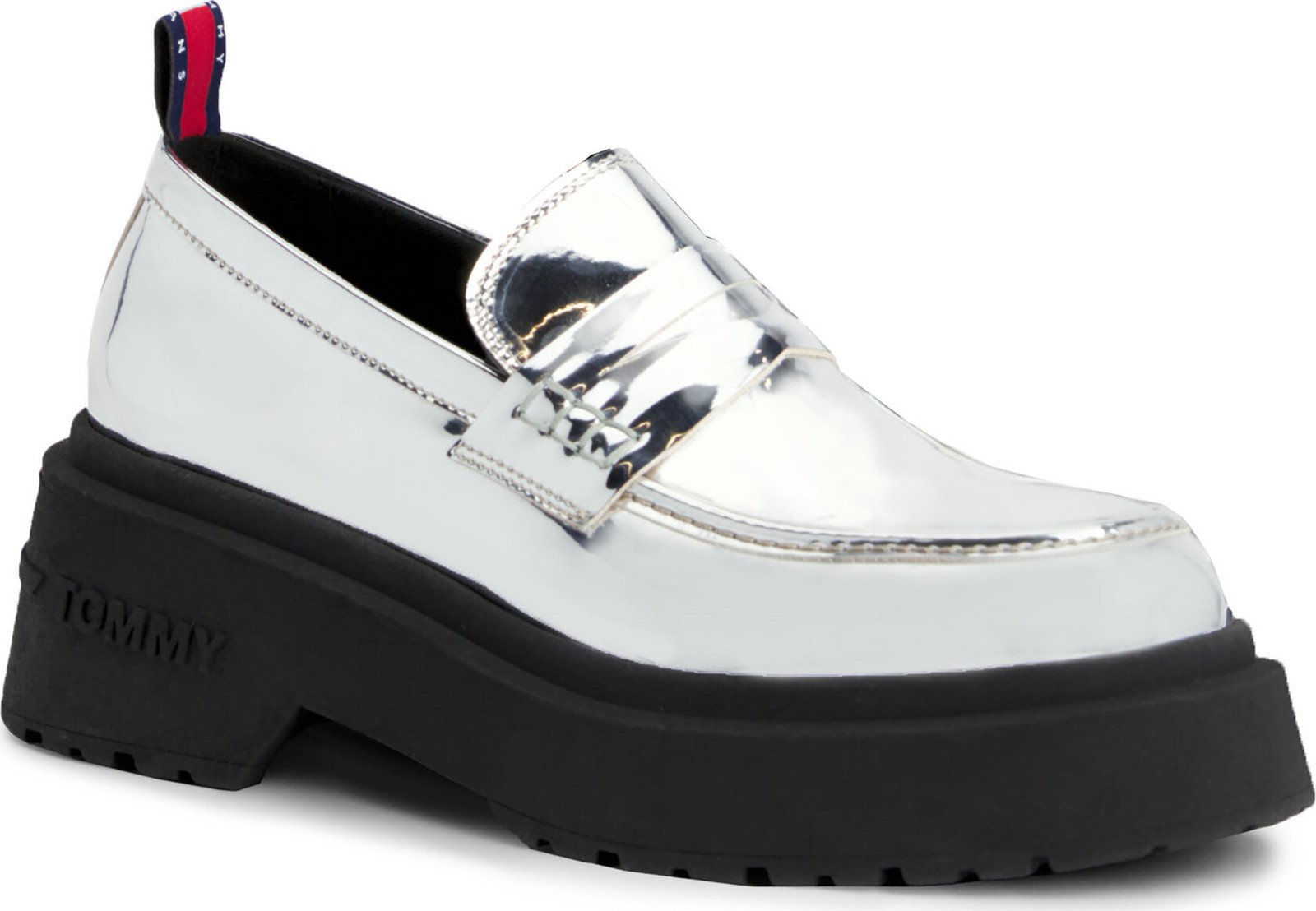 Loafersy Tommy Jeans Tjw Chunky Metallic EN0EN02321 Silver 0IP