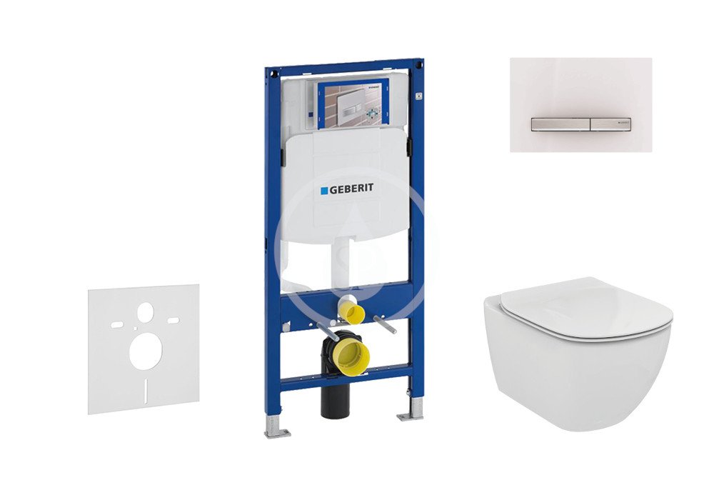 Geberit 111.300.00.5 NF8 - Modul pro závěsné WC s tlačítkem Sigma50, alpská bílá + Ideal Standard Tesi - WC a sedátko