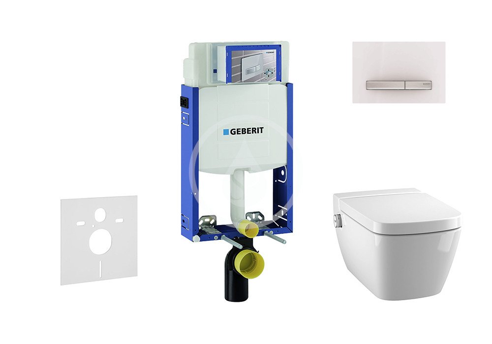 Geberit 110.302.00.5 NT8 - Modul pro závěsné WC s tlačítkem Sigma50, alpská bílá + Tece One - sprchovací toaleta a sedátko, Rimless, SoftClose