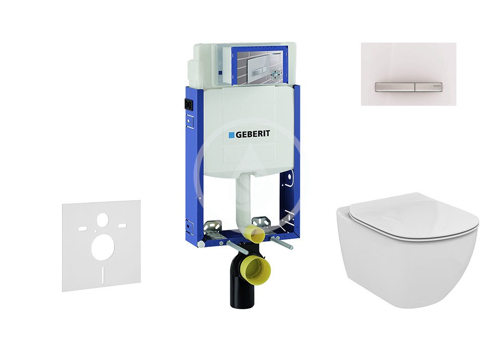 Geberit 110.302.00.5 NU8 - Modul pro závěsné WC s tlačítkem Sigma50, alpská bílá + Ideal Standard Tesi - WC a sedátko, Aquablade, SoftClose