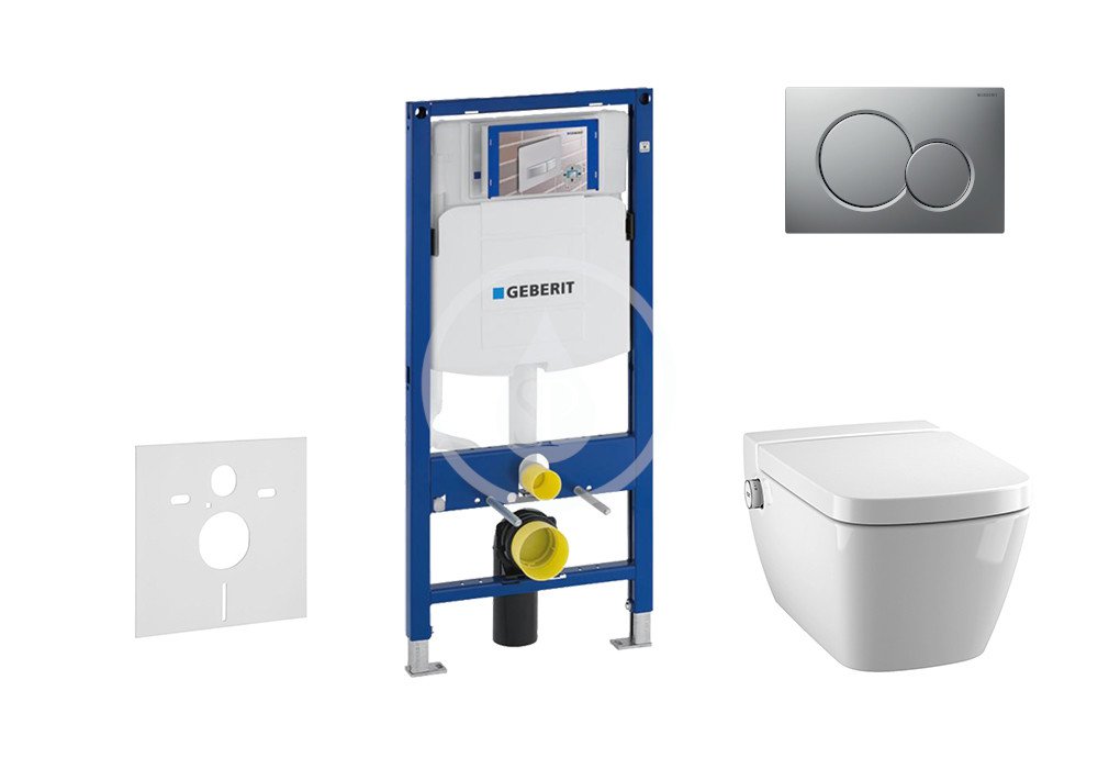 Geberit 111.300.00.5 NT3 - Modul pro závěsné WC s tlačítkem Sigma01, matný chrom + Tece One - sprchovací toaleta a sedátko, Rimless, SoftClose
