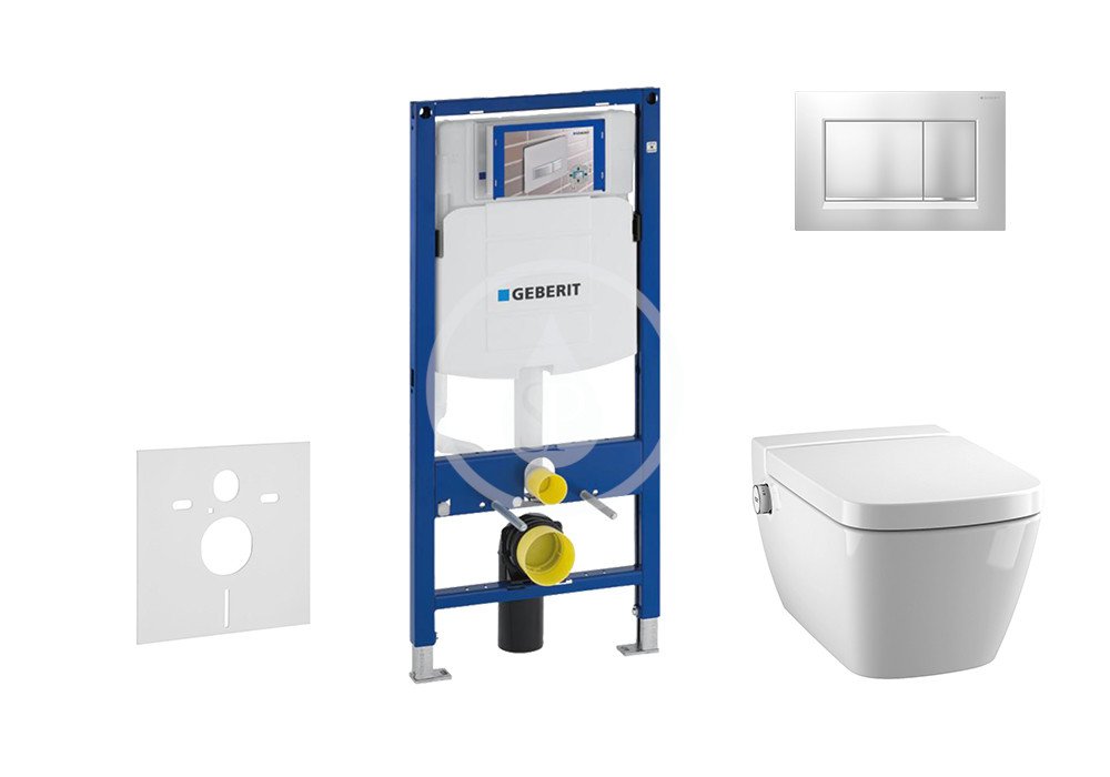 Geberit 111.300.00.5 NT7 - Modul pro závěsné WC s tlačítkem Sigma30, matný chrom/chrom + Tece One - sprchovací toaleta a sedátko, Rimless, SoftClose