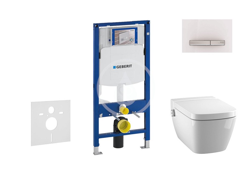 Geberit 111.300.00.5 NT8 - Modul pro závěsné WC s tlačítkem Sigma50, alpská bílá + Tece One - sprchovací toaleta a sedátko, Rimless, SoftClose