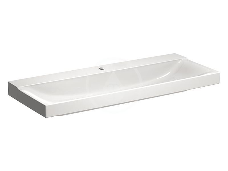 Geberit 500.551.01.1 - Umyvadlo 1200x480 mm, otvor pro baterii, bez přepadu, s KeraTect, bílá