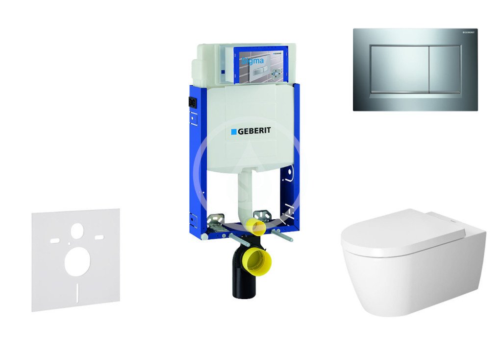 Geberit 110.302.00.5 NM6 - Modul pro závěsné WC s tlačítkem Sigma30, lesklý chrom/chrom mat + Duravit ME by Starck - WC a sedátko, Rimless, SoftClose