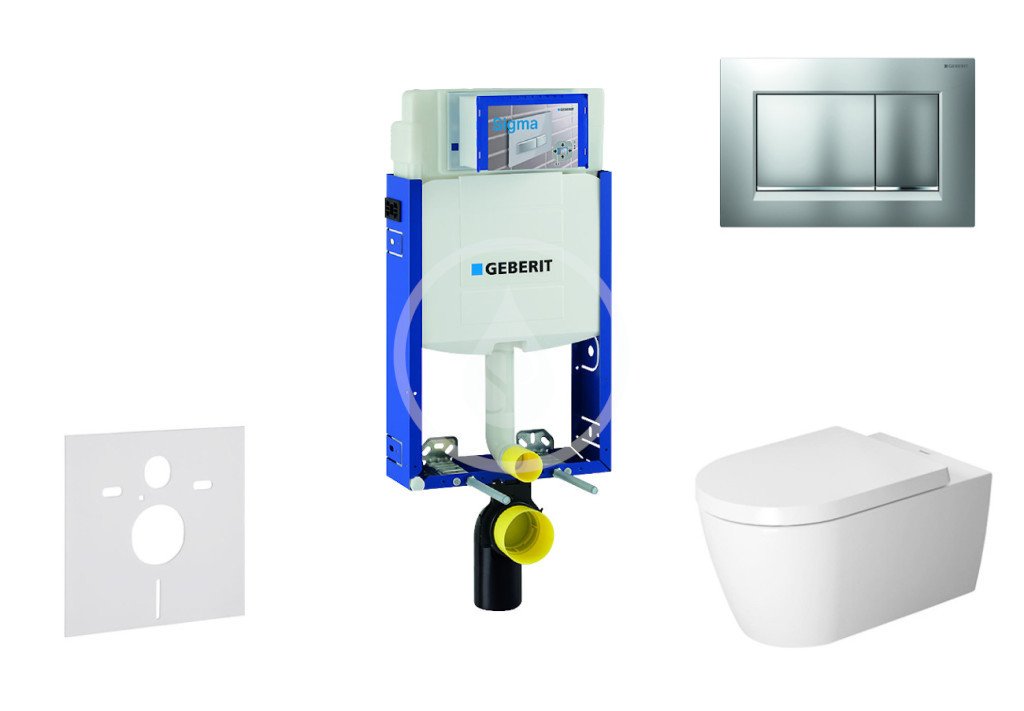 Geberit 110.302.00.5 NM7 - Modul pro závěsné WC s tlačítkem Sigma30, matný chrom/chrom + Duravit ME by Starck - WC a sedátko, Rimless, SoftClose