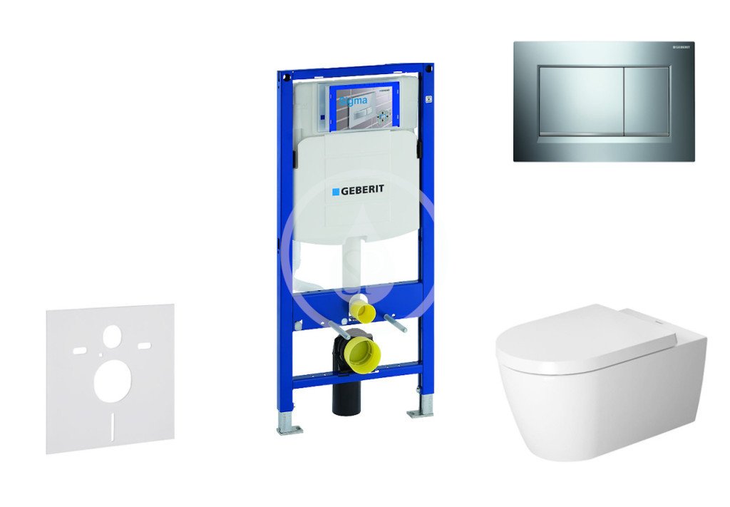 Geberit 111.300.00.5 NM6 - Modul pro závěsné WC s tlačítkem Sigma30, lesklý chrom/chrom mat + Duravit ME by Starck - WC a sedátko, Rimless, SoftClose