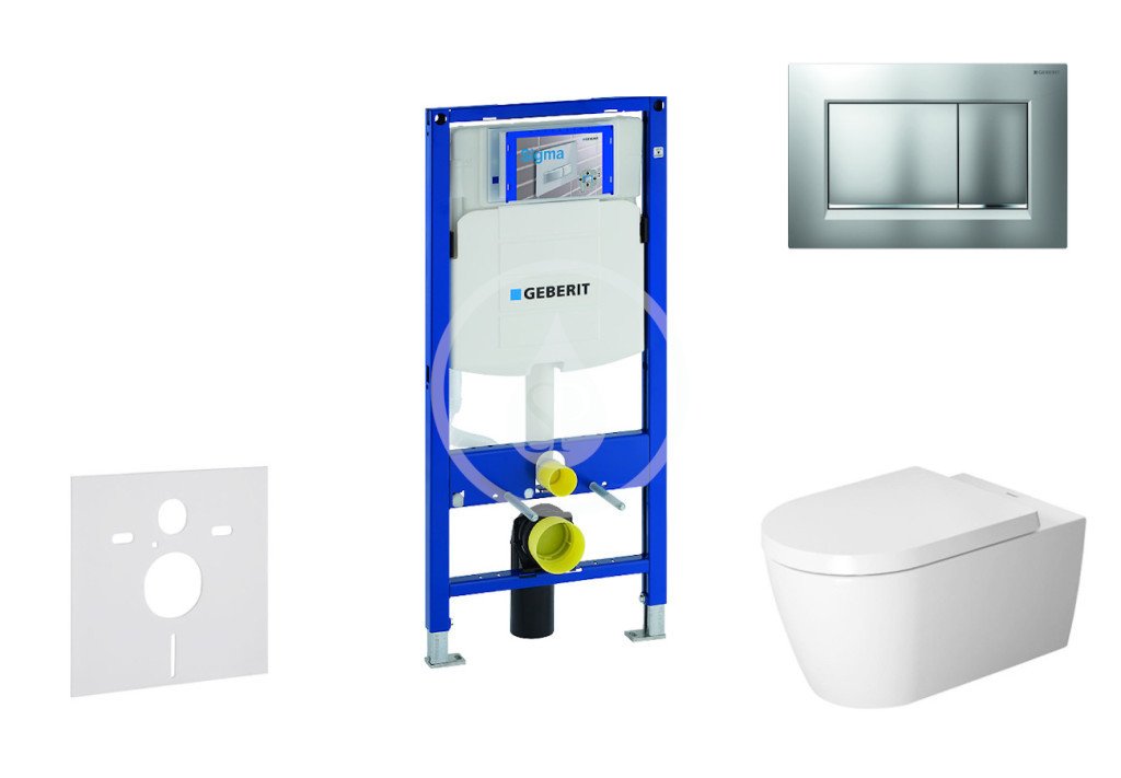 Geberit 111.300.00.5 NM7 - Modul pro závěsné WC s tlačítkem Sigma30, matný chrom/chrom + Duravit ME by Starck - WC a sedátko, Rimless, SoftClose